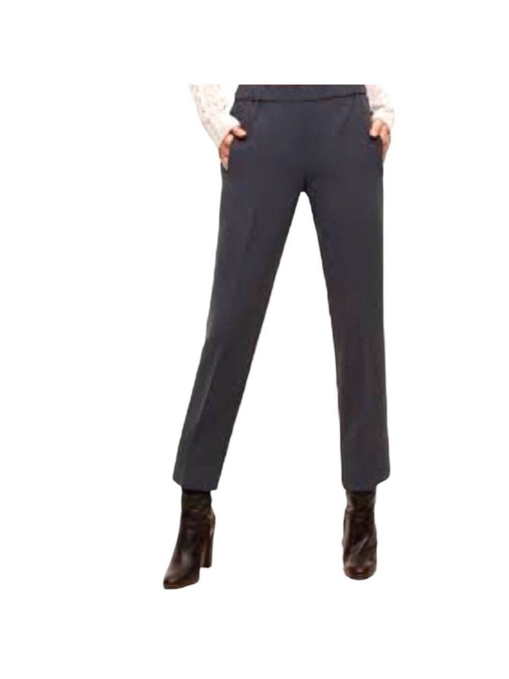 Aritzia Wilfred Ankle Pant Trousers Sz 2 Gray Crepe Straight Taper Casual Dress